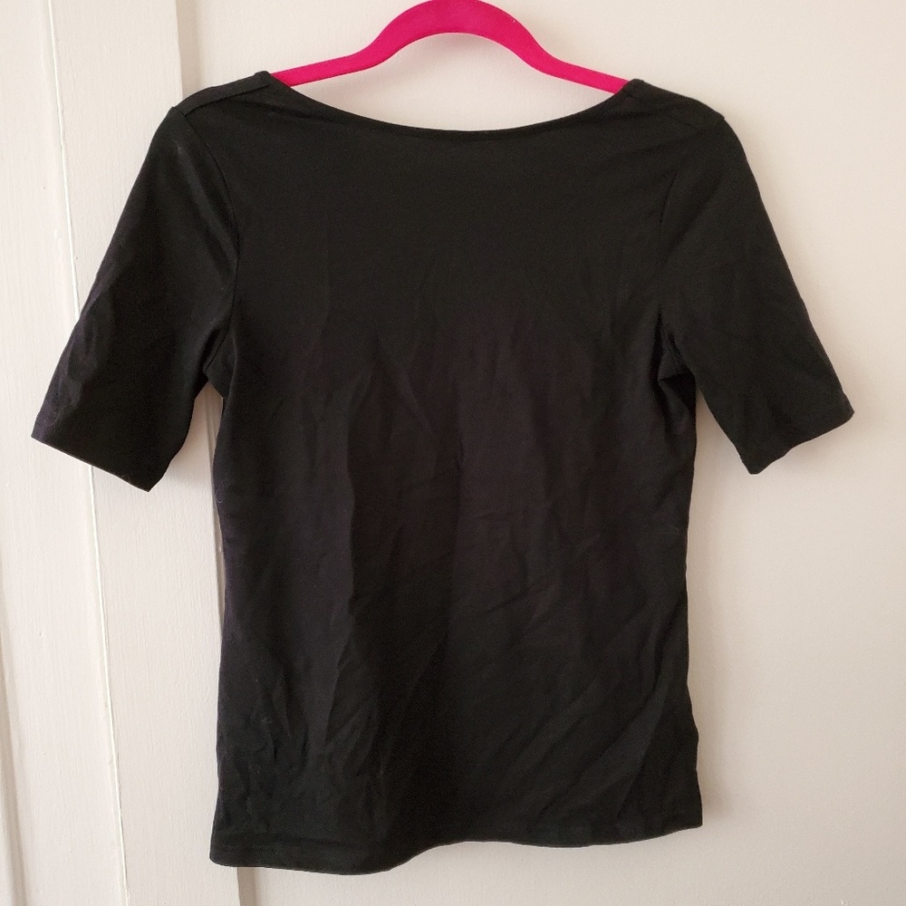 Chaps boatneck criss cross strap back black top S